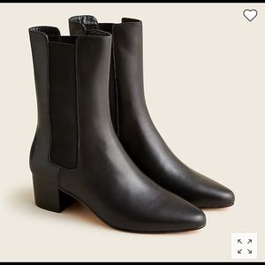 J.Crew Leather high-shaft Stacked Heel Boots - 6.5 - Black